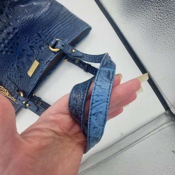 Brahmin Dark Blue Croc Embossed Tote Bag - Picture 9 of 13